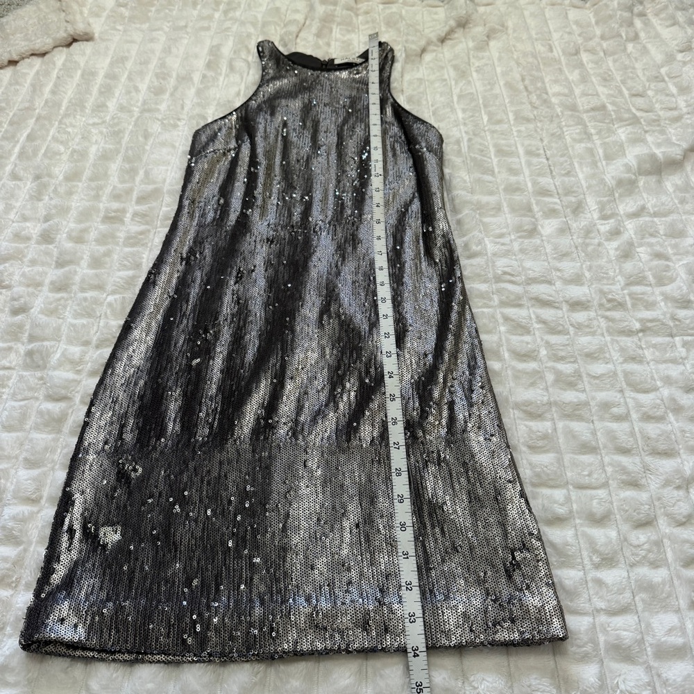 Halston Heritage Small Silver Sequin Mini Dress ~… - image 4